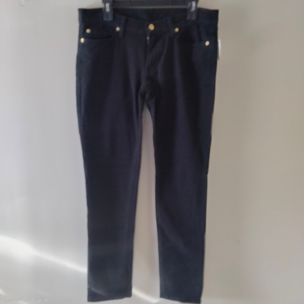 7 for All Mankind SFAM Black Denim Straight Leg Jeans 32  NWT